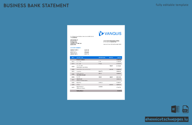 Vanquis Bank – Kontoauszug (Word- und PDF-Beispiel)